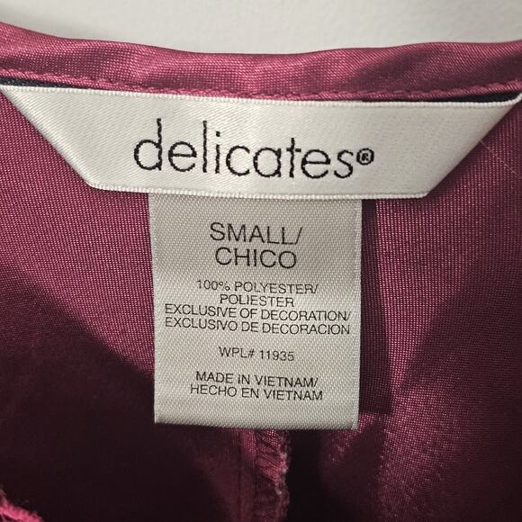 Delicates Silky Chemise Sz Sm Satin Slip Nightie Burgundy Bow Lace Slip Dress - Picture 3 of 5